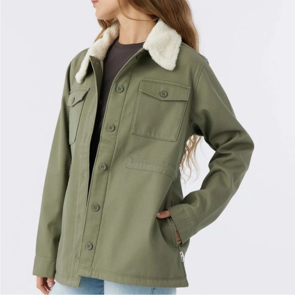 Hang Ten Women's Green Jacket with Faux Fur Collar small - Picture 2 of 12